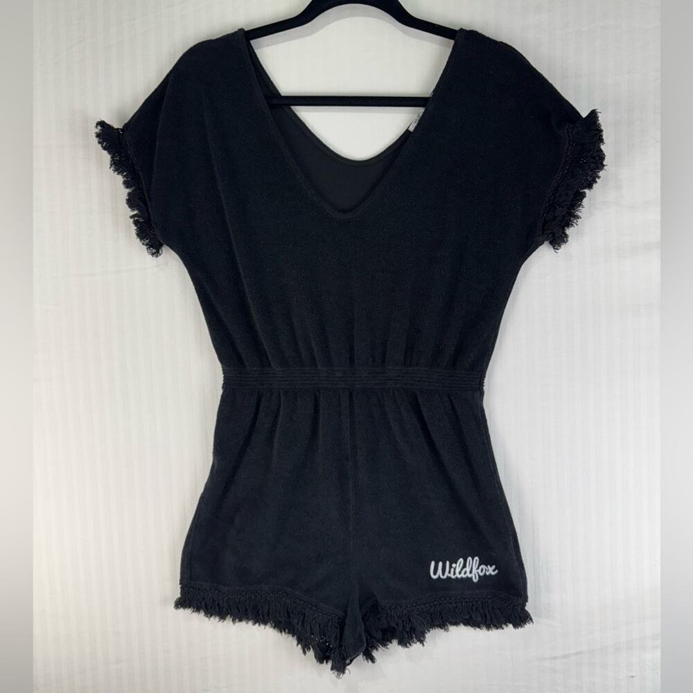 WildFox Terry Cloth Jumpsuit Swim Coverup Fringe Hem Size Medium Boho Western